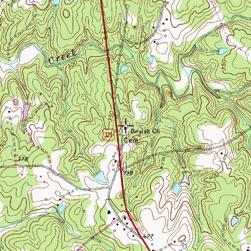 Topographic Map of Beulah Church, SC