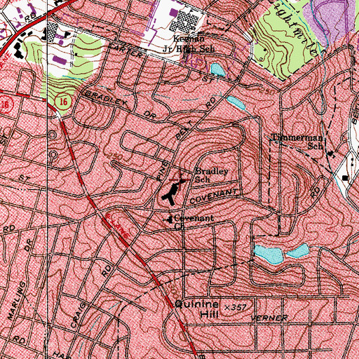 Topographic Map of Bradley School, SC