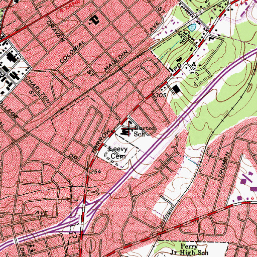Topographic Map of Burton School, SC