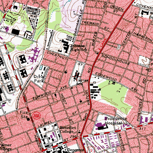 Topographic Map of Carver School, SC