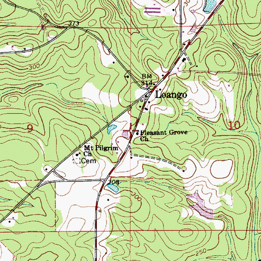 Topographic Map of Pleasant Grove Baptist Church, AL