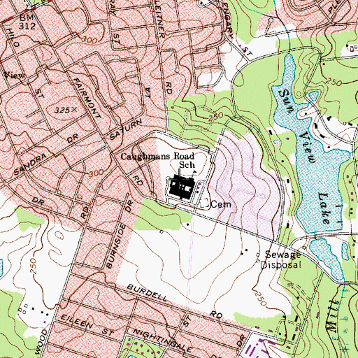Topographic Map of Caughmans Road School, SC