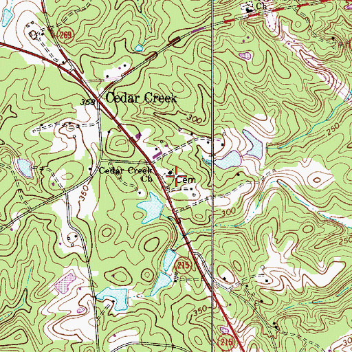 Topographic Map of Cedar Creek Church, SC