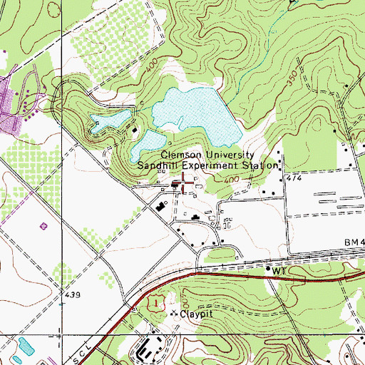 Topographic Map of Clemson University Sandhill Experiment Station, SC