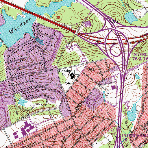 Topographic Map of Conder School, SC