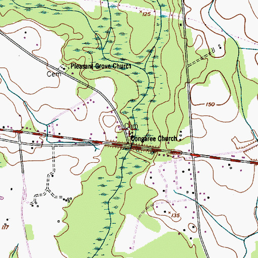Topographic Map of Congaree Church, SC