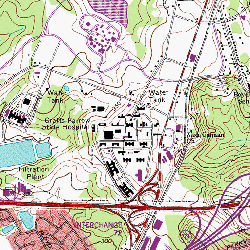 Topographic Map of Crafts-Farrow State Hospital, SC
