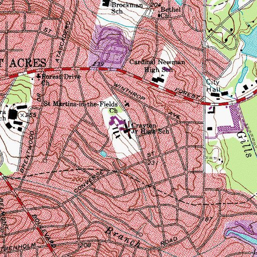 Topographic Map of Crayton Middle School, SC