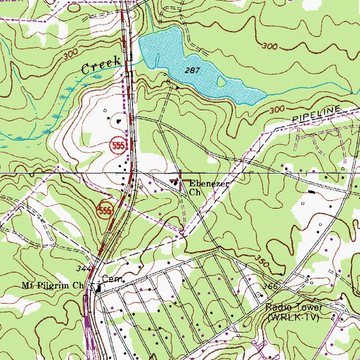 Topographic Map of Ebenezer Church, SC