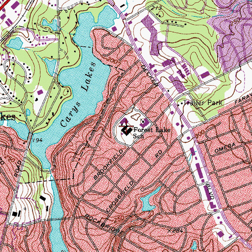 Topographic Map of Forest Lake School, SC