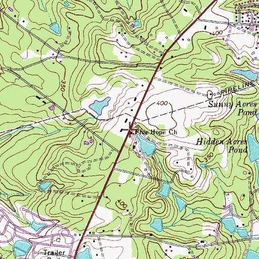 Topographic Map of Free Hope Church, SC