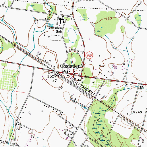 Topographic Map of Gadsden, SC
