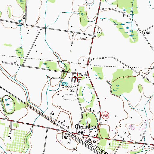 Topographic Map of Gadsden School, SC