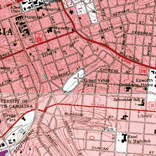 Topographic Map of Martin Luther King Jr. Park, SC