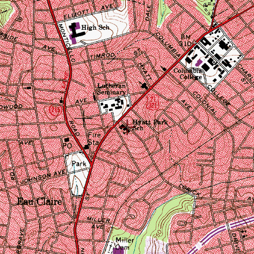 Topographic Map of Hyatt Park School, SC