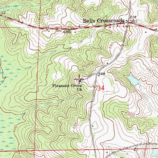 Topographic Map of Pleasant Grove Baptist Church, AL