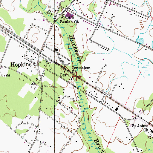 Topographic Map of Jerusalem Church, SC