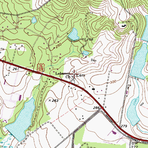 Topographic Map of Lebanon Church, SC