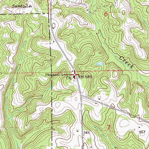 Topographic Map of Pleasant Grove Church, AL