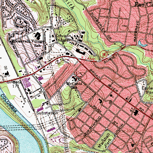Topographic Map of McCants School, SC