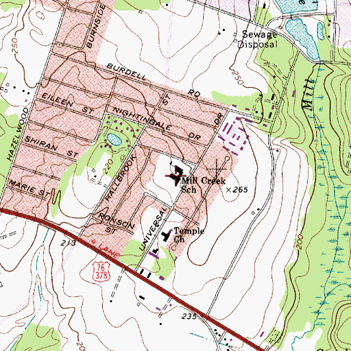 Topographic Map of Mill Creek School, SC