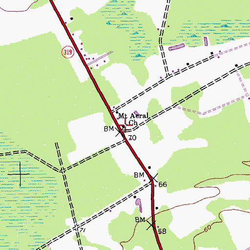 Topographic Map of Mount Aeral Church, SC