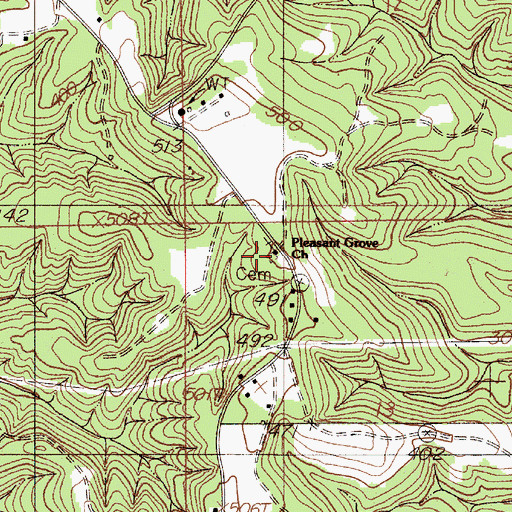 Topographic Map of Pleasant Grove Church, AL