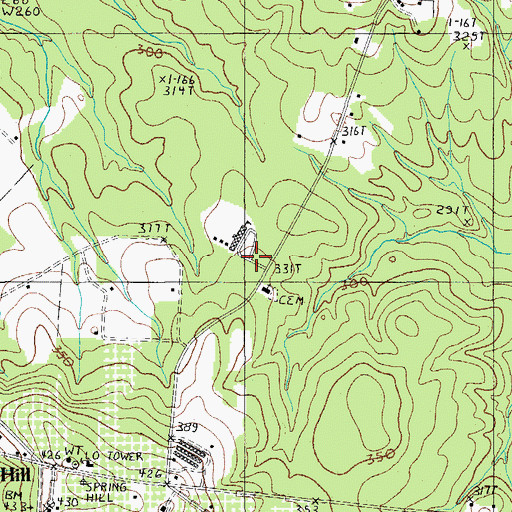 Topographic Map of Mount Calvary Church, SC