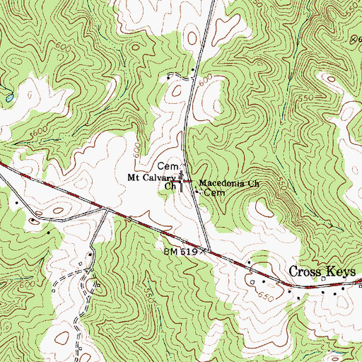 Topographic Map of Mount Calvary Baptist Church, SC