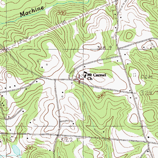 Topographic Map of Mount Carmel Baptist Church, SC