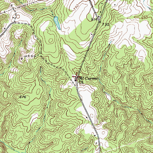Topographic Map of Mount Carmel Freewill Baptist Church, SC