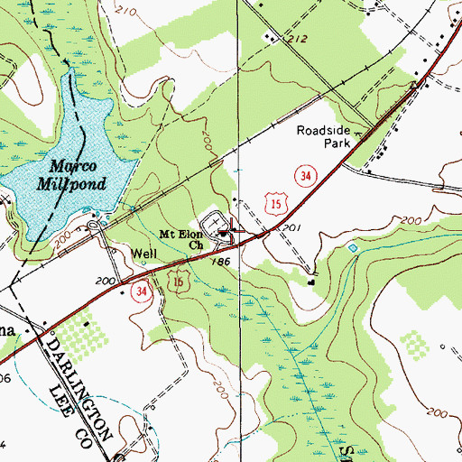 Topographic Map of Mount Elon Church, SC