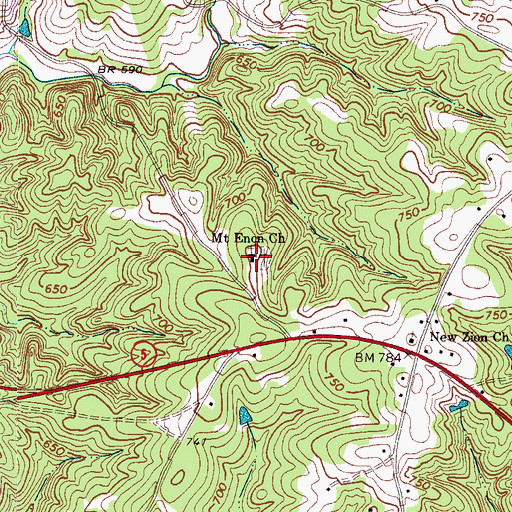 Topographic Map of Mount Enon Church, SC