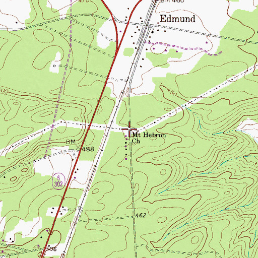 Topographic Map of Mount Hebron Lutheran Church, SC