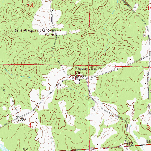 Topographic Map of Pleasant Grove Baptist Church, AL