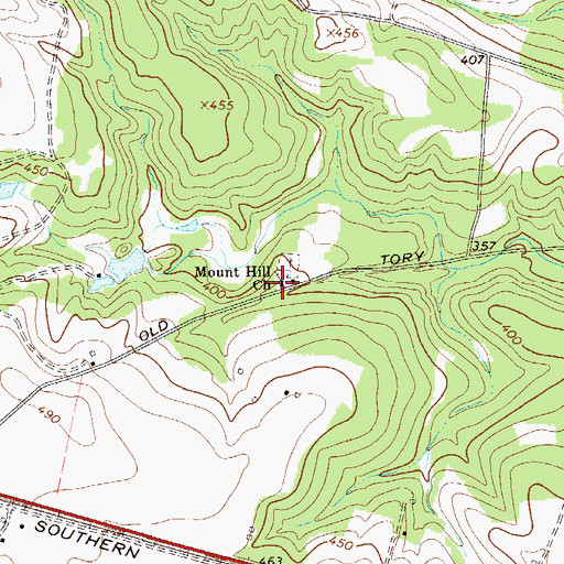 Topographic Map of Mount Hill Memorial Baptist Church, SC