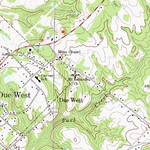 Topographic Map of Mount Lebanon Church, SC