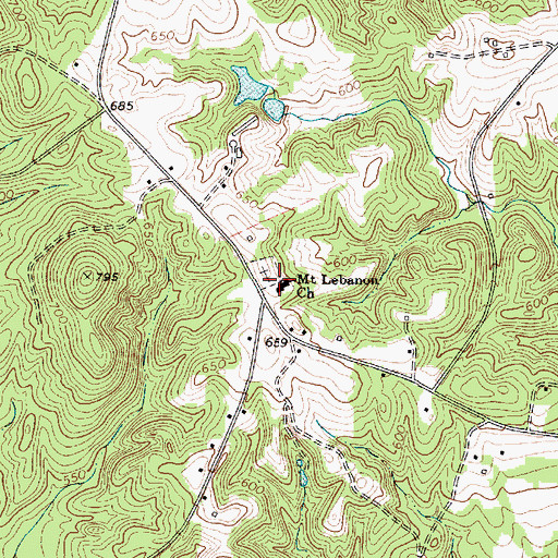 Topographic Map of Mount Lebanon Baptist Church, SC