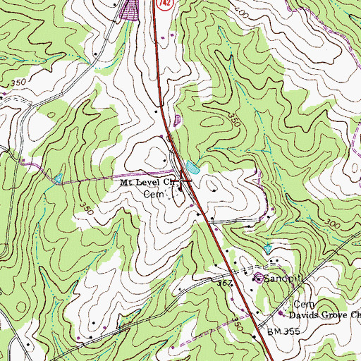 Topographic Map of Mount Level Baptist Church, SC