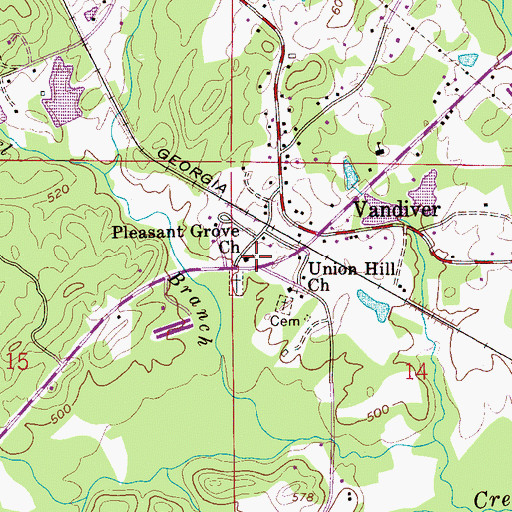 Topographic Map of Pleasant Grove Church, AL