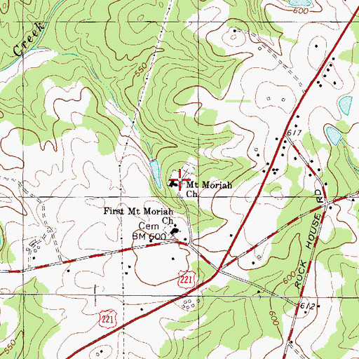Topographic Map of Mount Moriah Church, SC