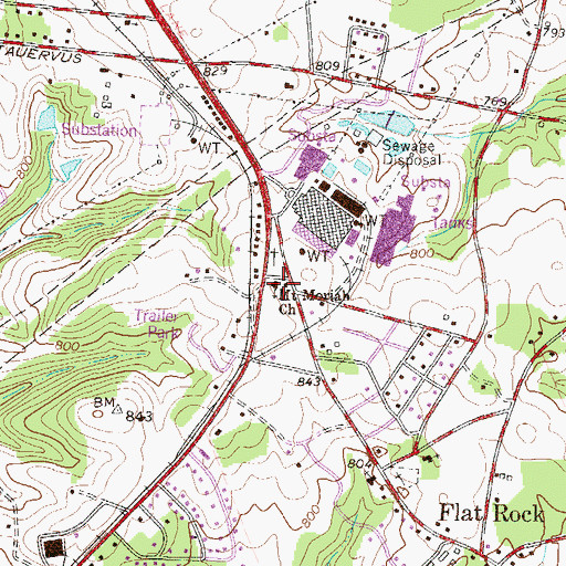 Topographic Map of Mount Moriah Baptist Church, SC