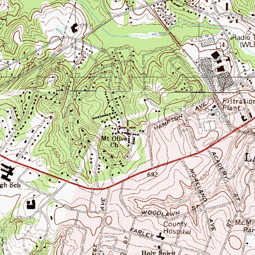 Topographic Map of Mount Olive Church, SC
