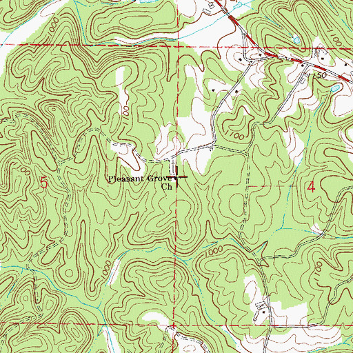 Topographic Map of Pleasant Grove Church, AL