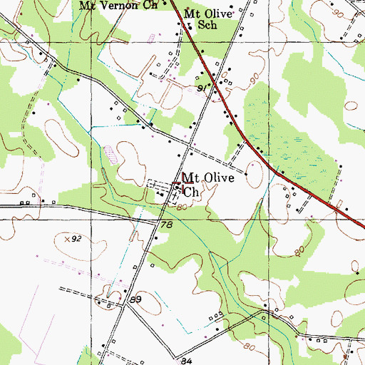 Topographic Map of Mount Olive Church, SC