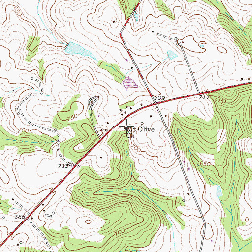 Topographic Map of Mount Olive Baptist Church, SC
