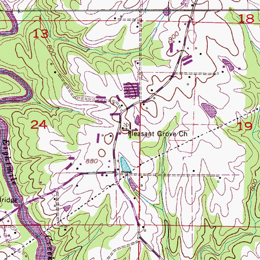 Topographic Map of Pleasant Grove Baptist Church, AL