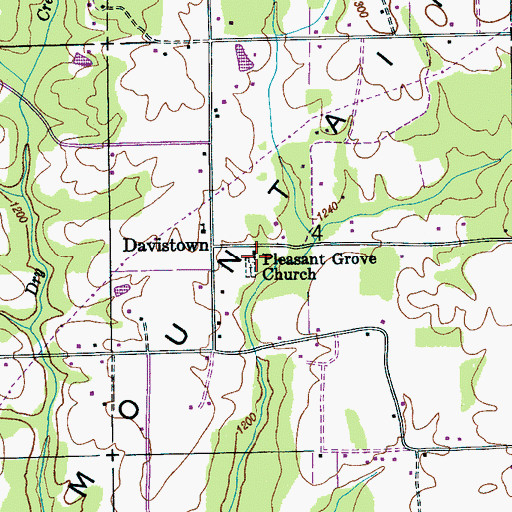 Topographic Map of Pleasant Grove Church, AL