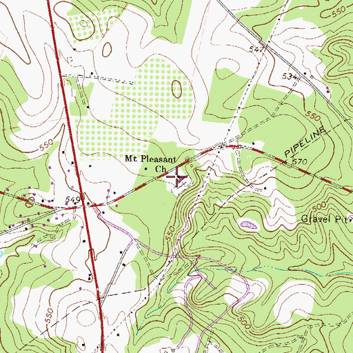 Topographic Map of Mount Pleasant Baptist Church, SC