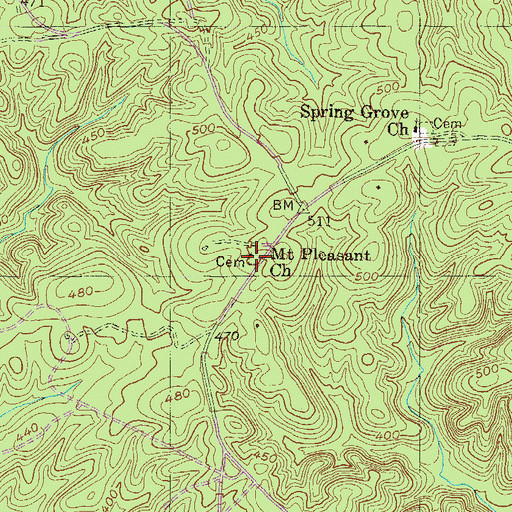 Topographic Map of Mount Pleasant Church, SC